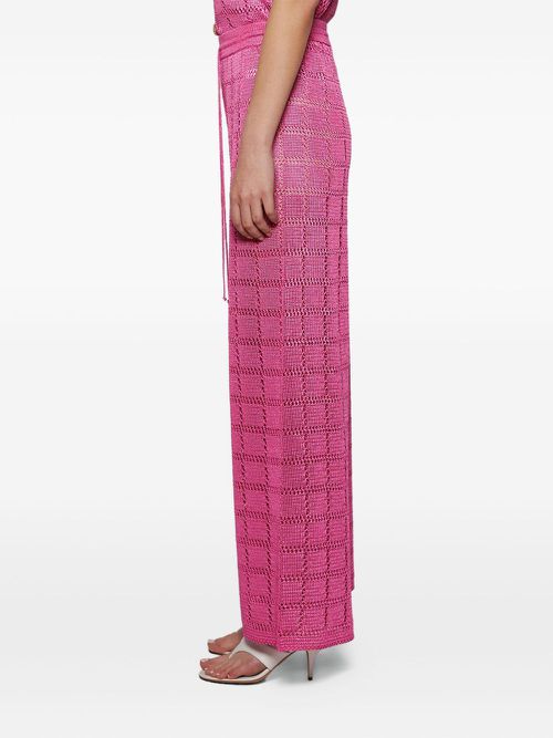 Grid-pattern drawstring trousers - Pink