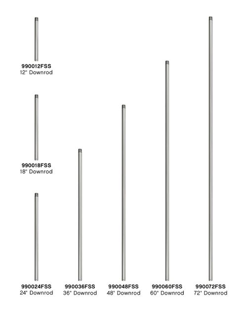36" Downrod in Satin Stee