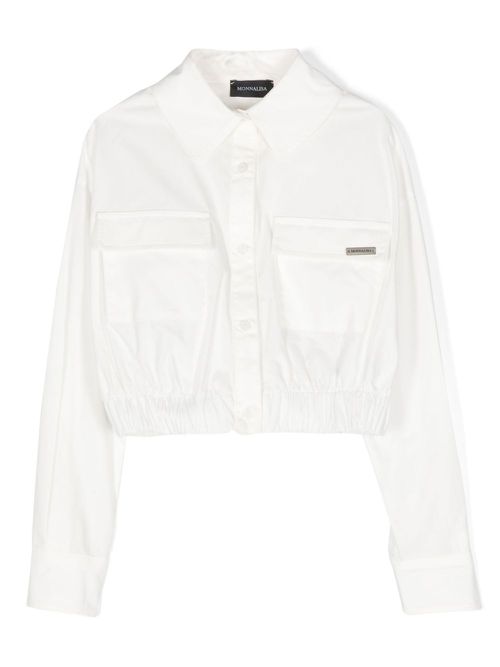 Logo-plaque poplin shirt - White