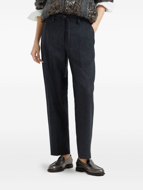 Wool belted-trousers - Grey