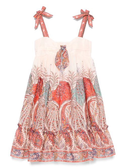 Mini Ruffled Cotton Dress with Appliqued Bows