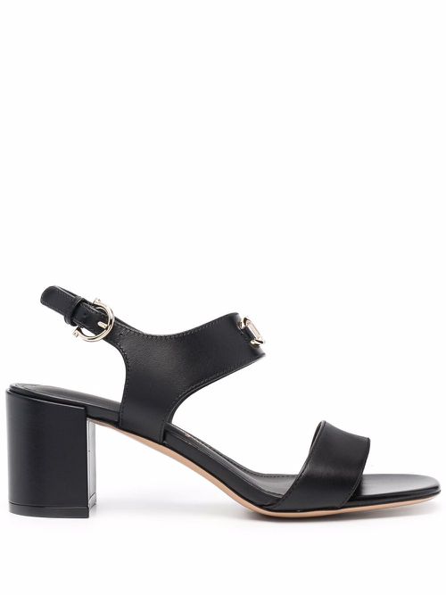 Gancini-plaque leather sandals - Black