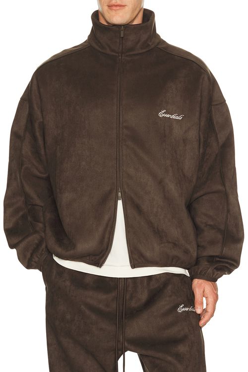 Fear of God ESSENTIALS Signature Modern Track Jacket in Brown - Brown. M also in L, S, XL/1X, XS, XXL/2X