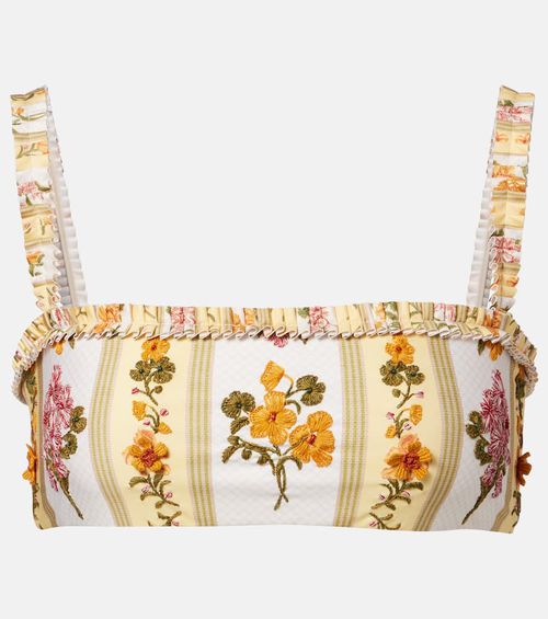 Floral embroidered bikini top