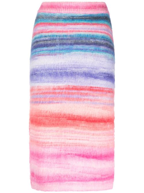 Striped brushed-effect midi skirt - Pink