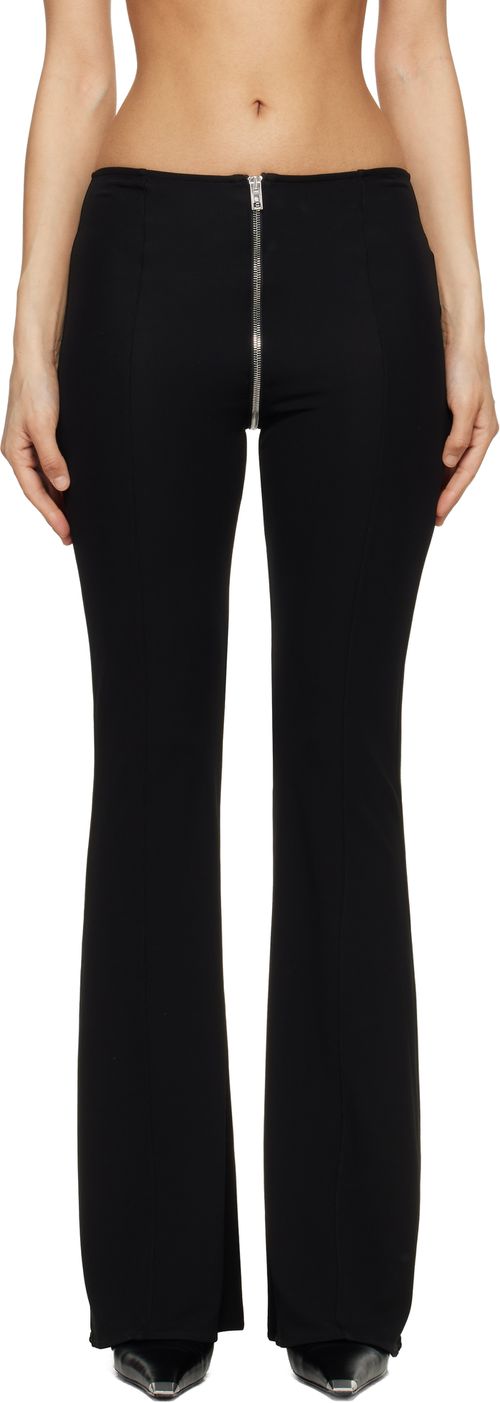 Black Mid-Rise Zipper Trousers