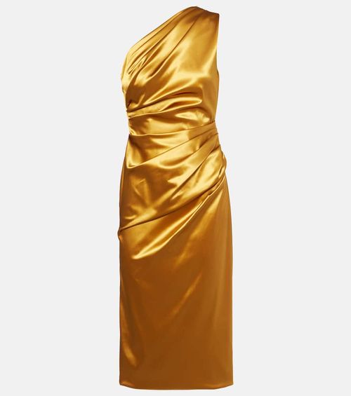 Gathered satin cocktail dress