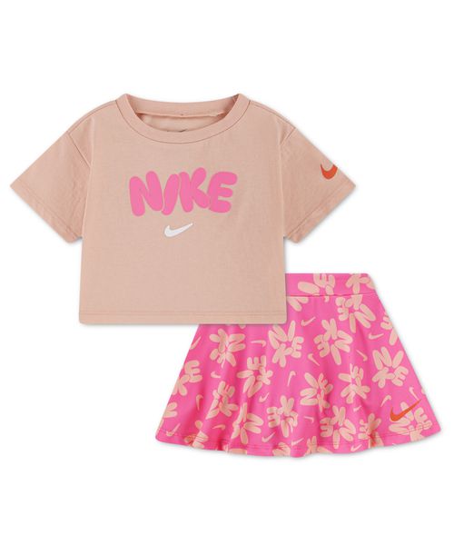 Baby Girls' Bold Play Short-Sleeve T-Shirt and Flared Skirt, 2-Piece Set - Pink Glow