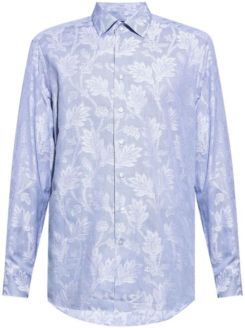 Floral-print cotton shirt - Blue