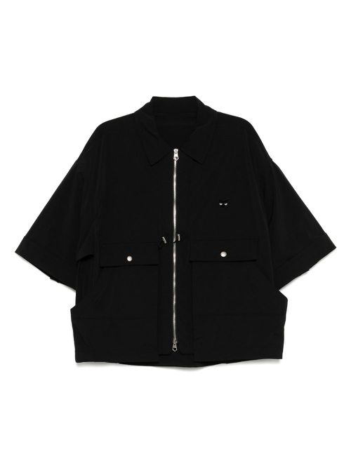 Multi pocket half jumper jacket - Black