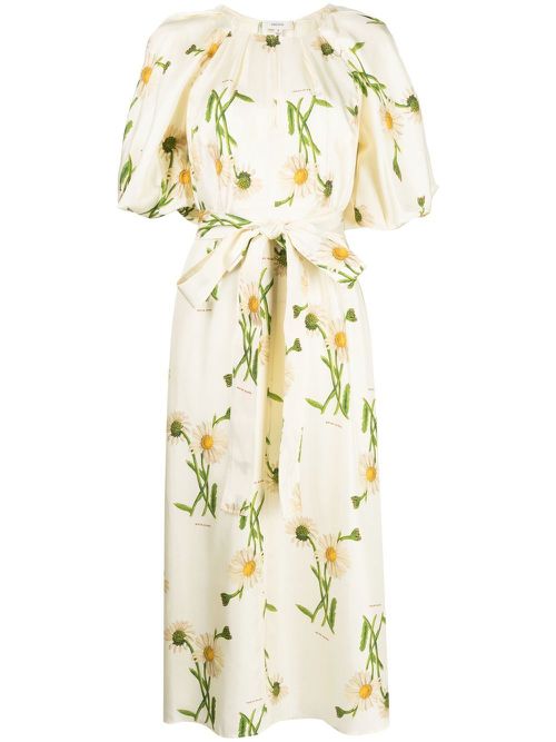 Puff-sleeved long dress - Yellow