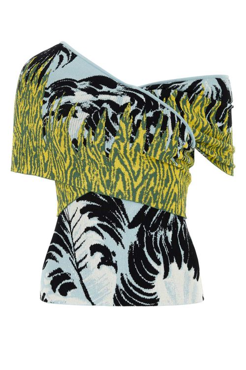 Embroidered Jacquard Blouse — Yellow