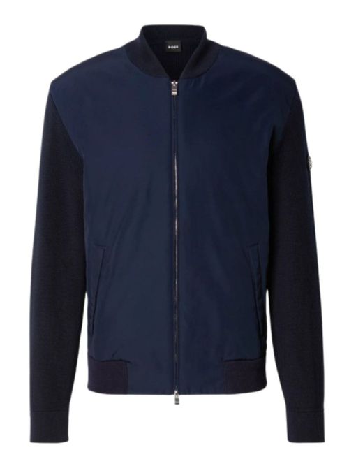 Blue full-zip bomber jacket