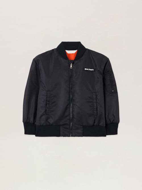 Curved Logo Faded Bomber Jacket Kids  Nero/black