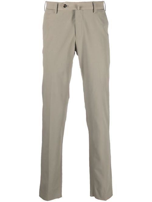 Pull-tab detail straight-leg trousers - Neutrals