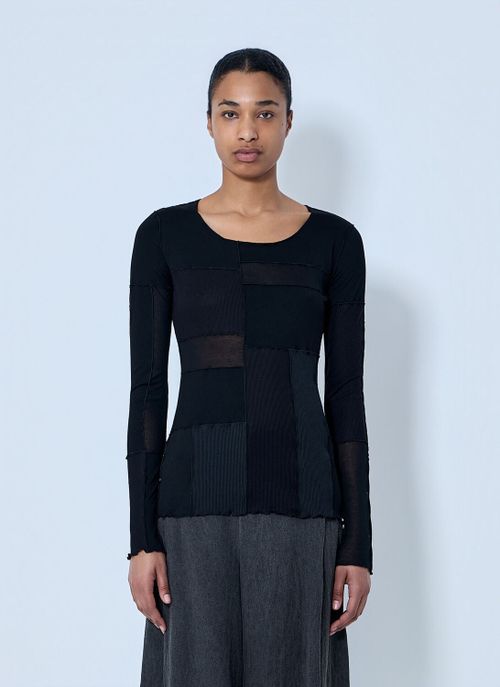 Patchwork Long T-shirt - Woman T-shirts Black It