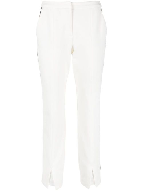Logo-tape straight-leg trousers - White