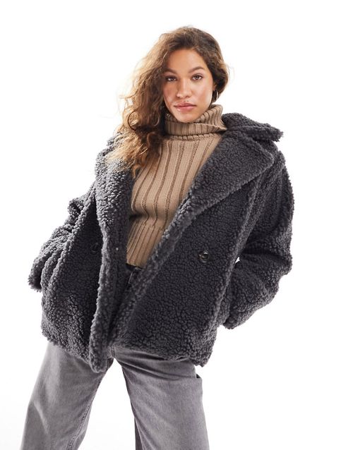 Gertrude teddy coat in black