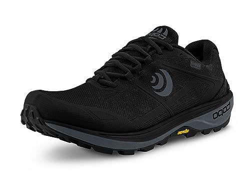 Topo Athletic Men's Terraventure 4 WP Waterproof Comfortable Cushioned Durable 3MM Drop Trail Running Shoes, Athletic Shoes for Trail Running, Black/Charcoal