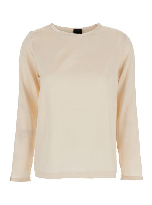 Silk-Elastane Blouse — Beige