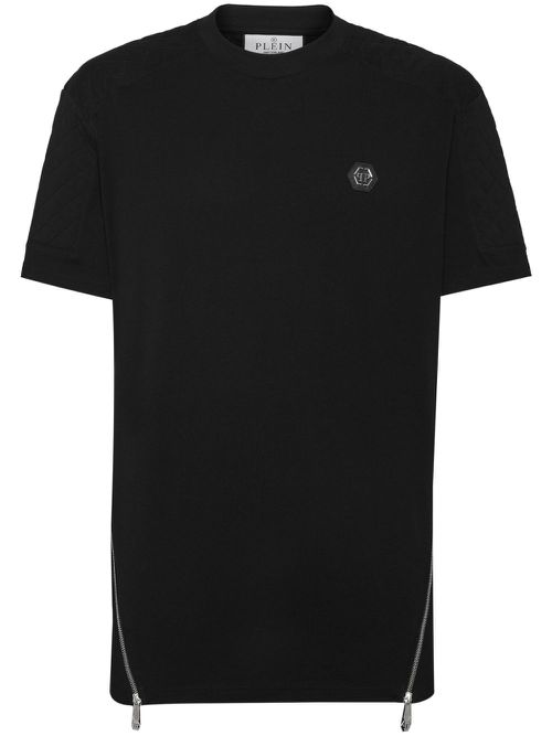 Zip-detail crew-neck T-shirt - Black