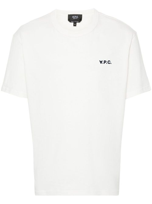 Flocked-logo organic cotton T-shirt - White