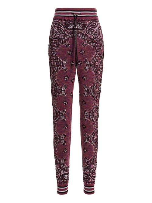Bandana-Patterned Cotton Joggers — Purple