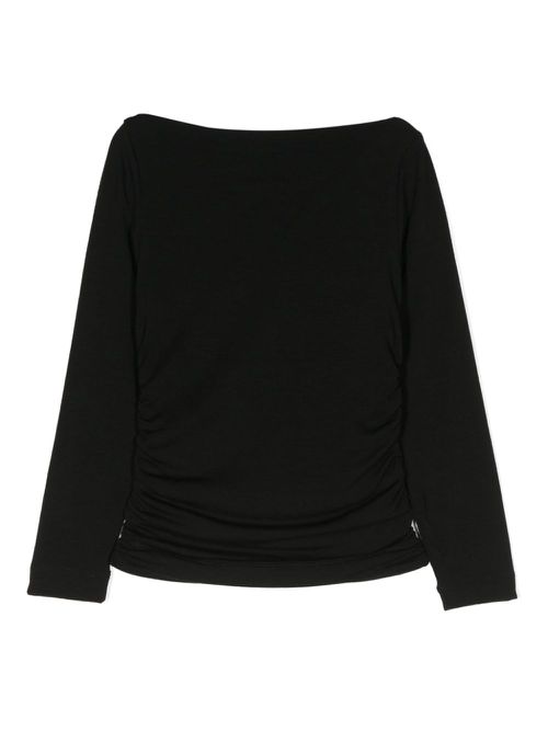 Cowl-neck ruched top - Black
