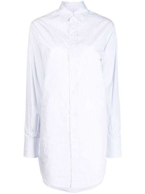 Oversized striped shirt dress - White