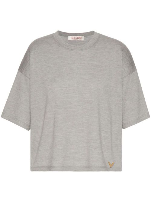 Knitted cashmere-silk T-shirt - Grey
