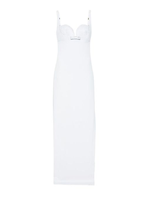 Light sky blue long dress with rhinestones