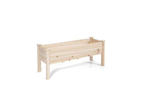 Raised Garden Bed Elevated Planter Box Wood for Vegetable Flower Herb - Natural