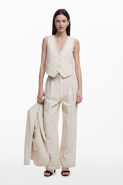 Printed pleated trousers