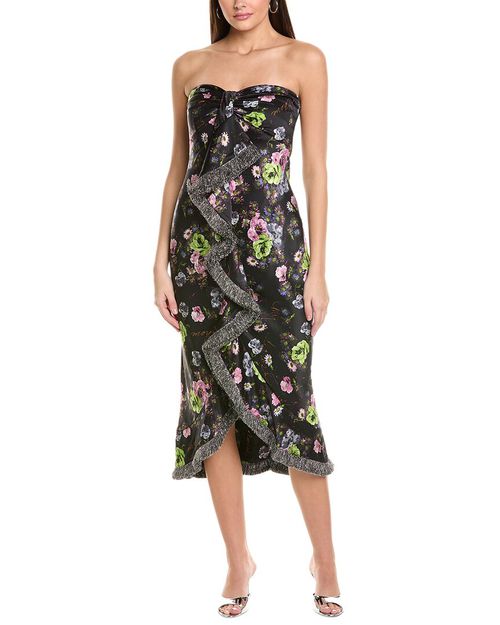 Cinq À Sept Midnight Bloom Elise Silk Midi Dress