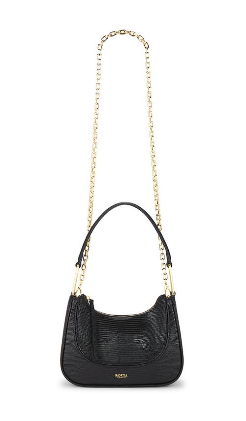 Sancia The Loja Shoulder Bag in Black Lizard. a