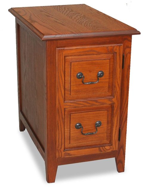 Leick Home Shaker Solid Wood End Table With Faux Drawer Cabinet Storage