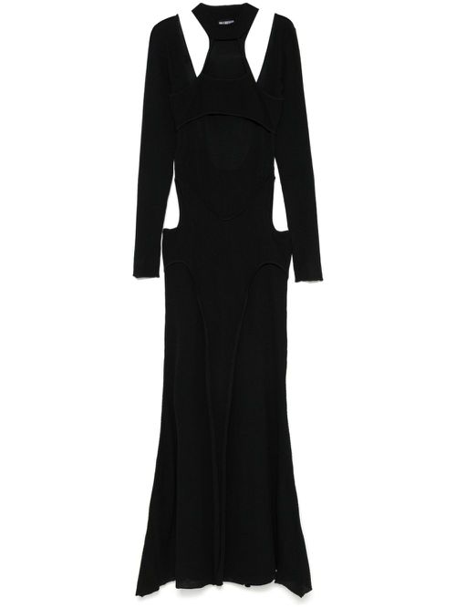 Fine-ribbed dress - Black