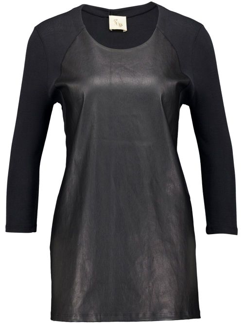 Leather long-sleeve t-shirt - Black