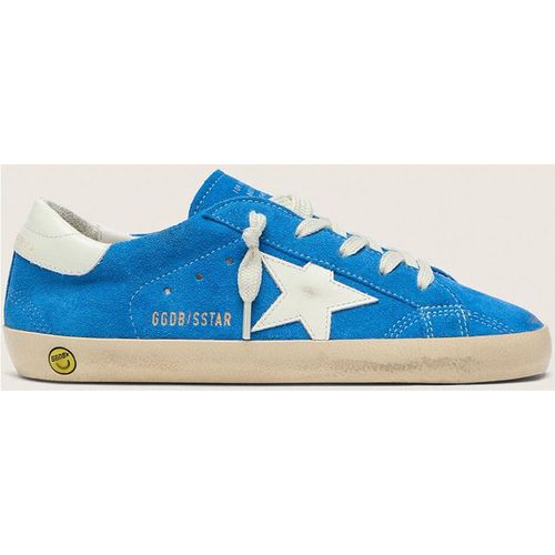 Golden Goose - Junior Super-star In Bright Blue Suede With White Leather Star