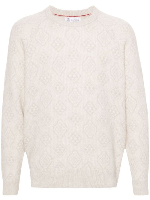 Geometric-jacquard sweater - Neutrals