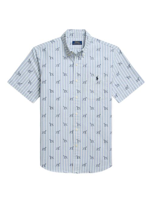 Dog-print striped shirt - Blue