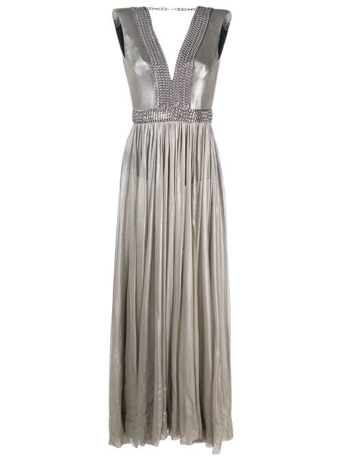 Pleated tulle maxi dress - Grey