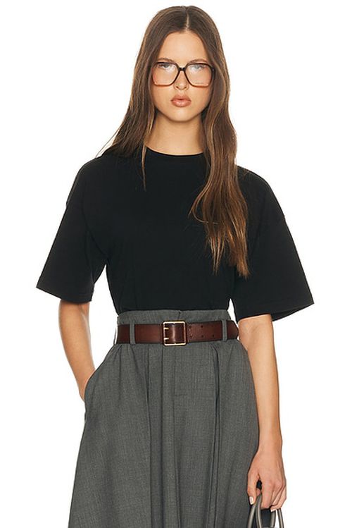 Helsa The Sculpted Tee in Thick Jersey in Black - Black. XXS also in L, M