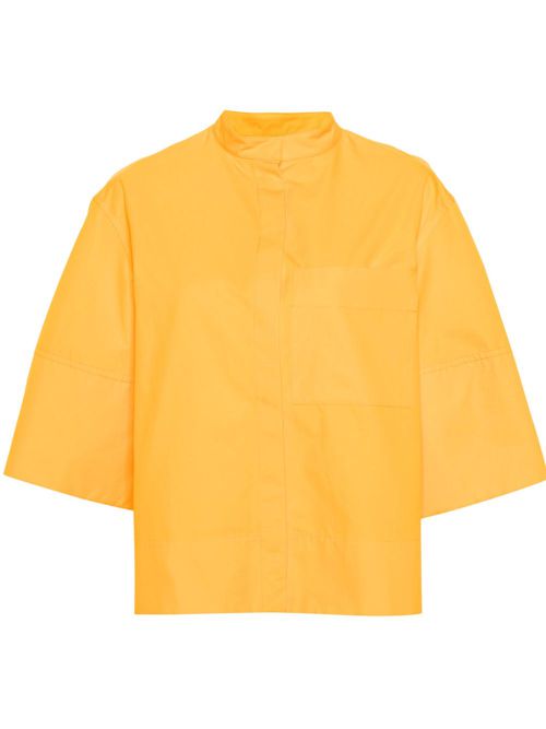 Stand-collar cotton shirt - Orange