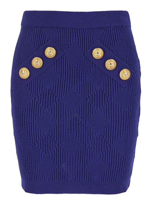 6 Btn Vichy Knit Short Skirt
