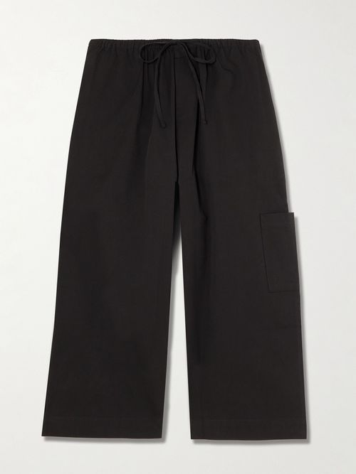Mid Pocket Organic Cotton Tapered Pants - Black