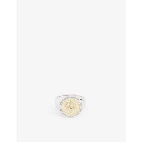 Mens Silver Compass Sterling-silver Signet Ring P
