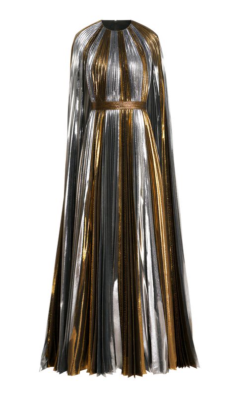Pleated Silk-Lamé Caftan Dress - Moda Operandi