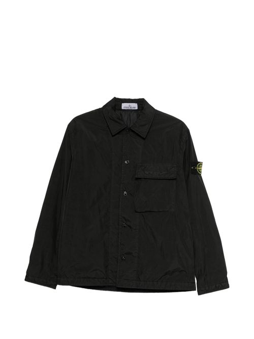 Padded Nylon Overshirt with Button Closure, Chest Pocket & Adjustable Cuffs