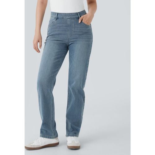 Halara Halara Flex™ High Waisted Pockets Straight Leg Washed Casual Jeans - Cedar Blue Denim - XXL/1Xpetite